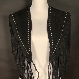 Leather studded shawl